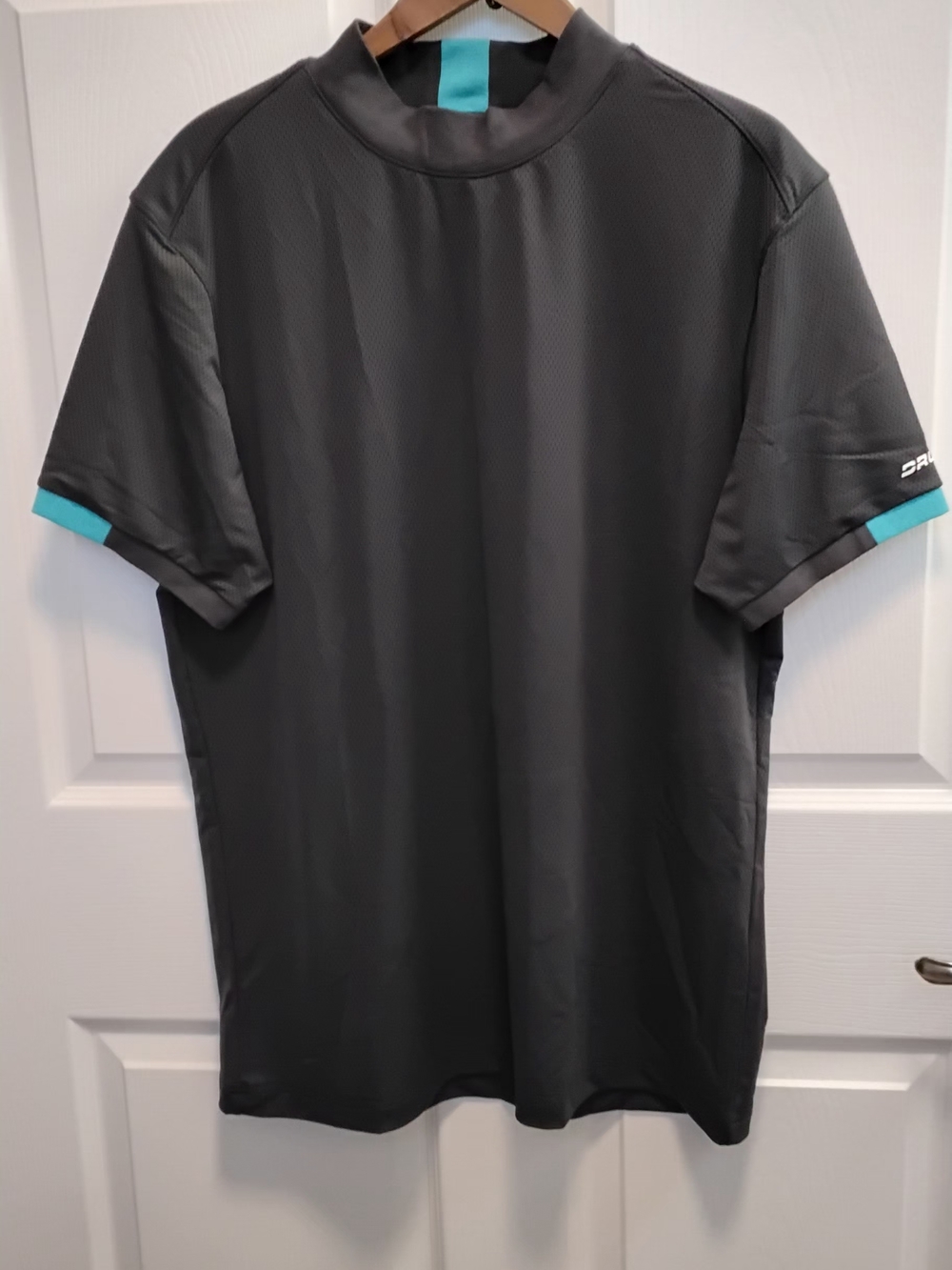 Men's Druids Short Sleeve Performance Shirt - Charcoal with Teal Accents Size‎ L
